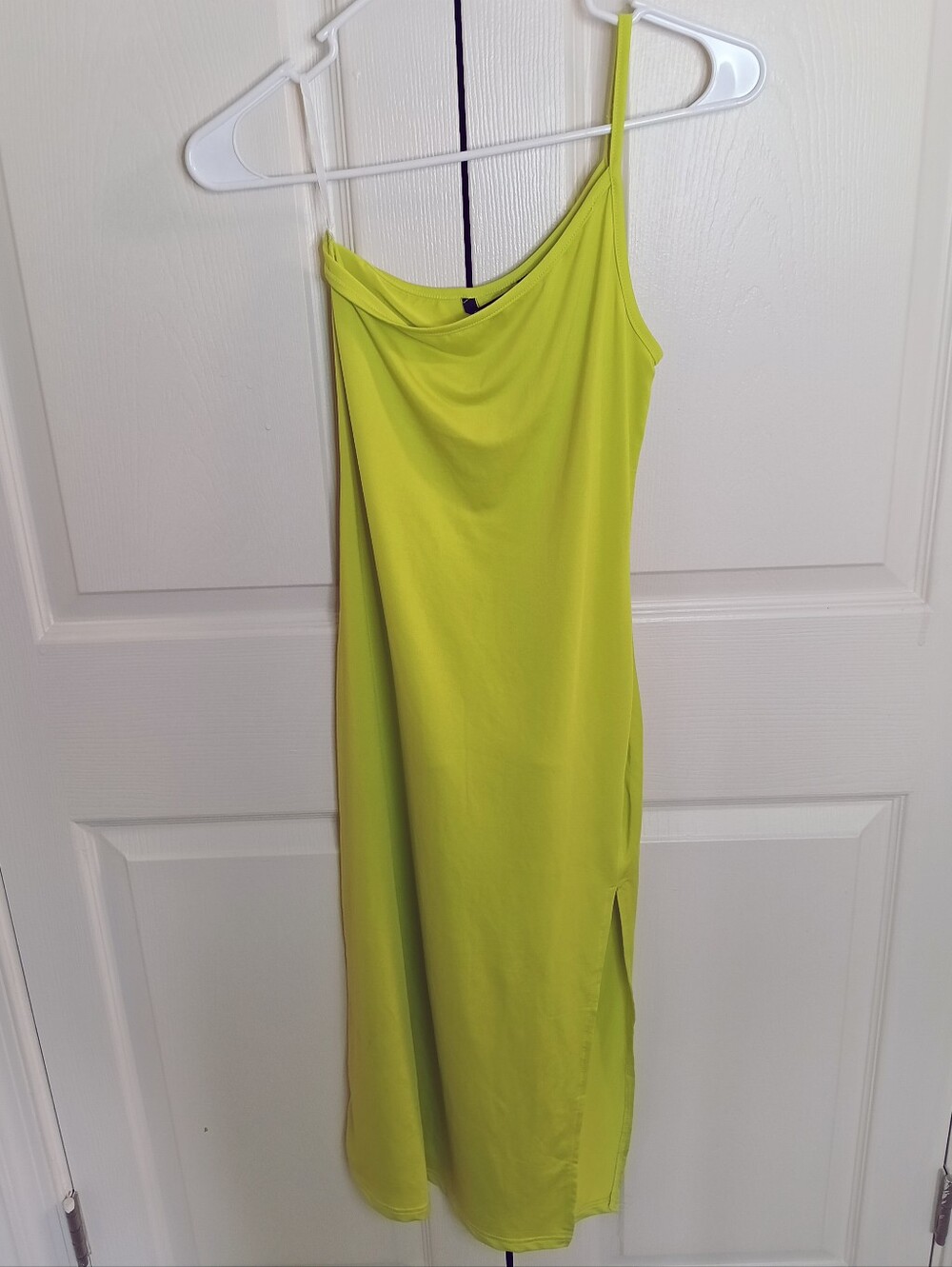 SHEIN One-Shoulder Slip Dress in Lime - Picture 2 of 4